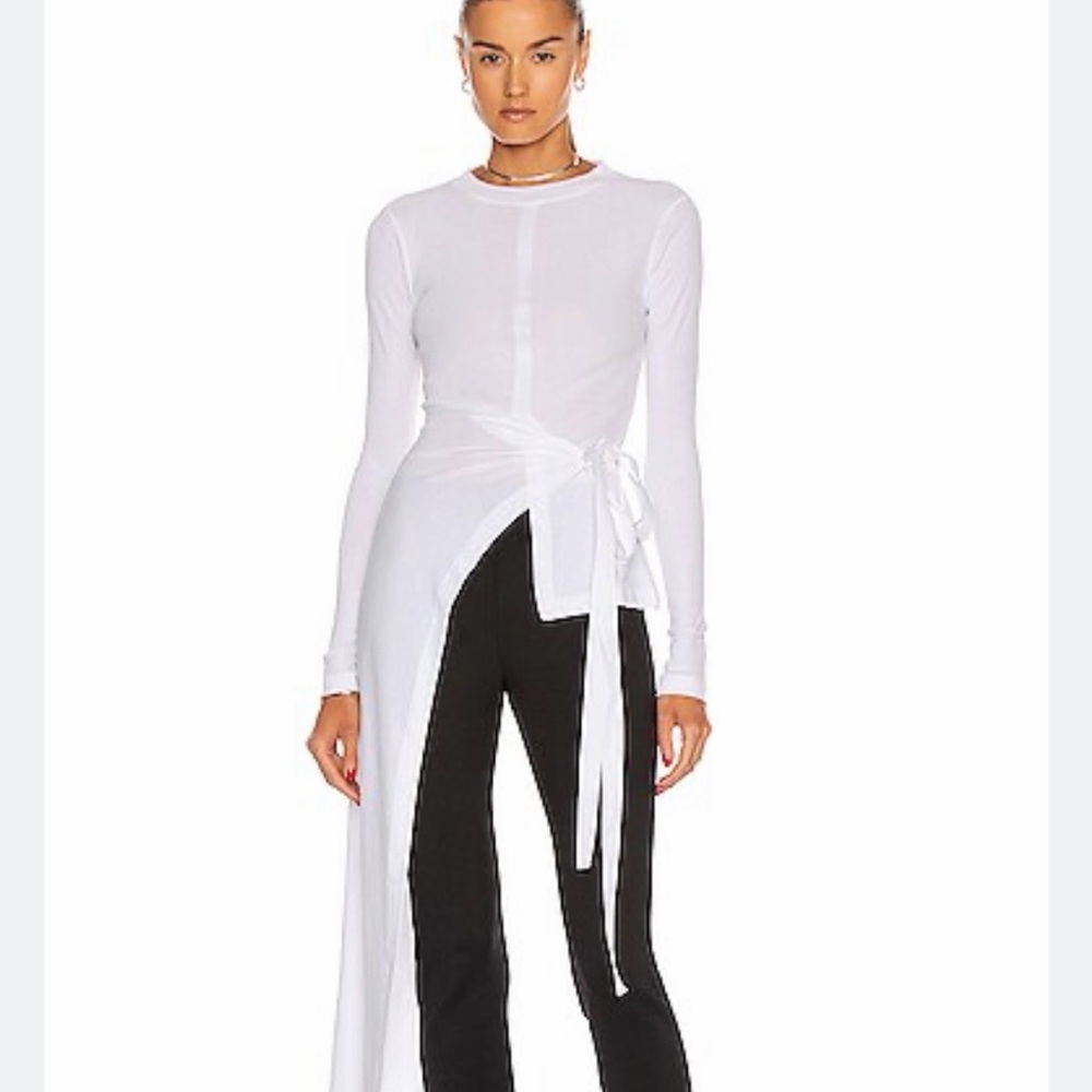 ROSETTA GETTY LONG SLEEVE SPLIT WHITE APRON COTTON SHIRT SZ XS BARELY WORN